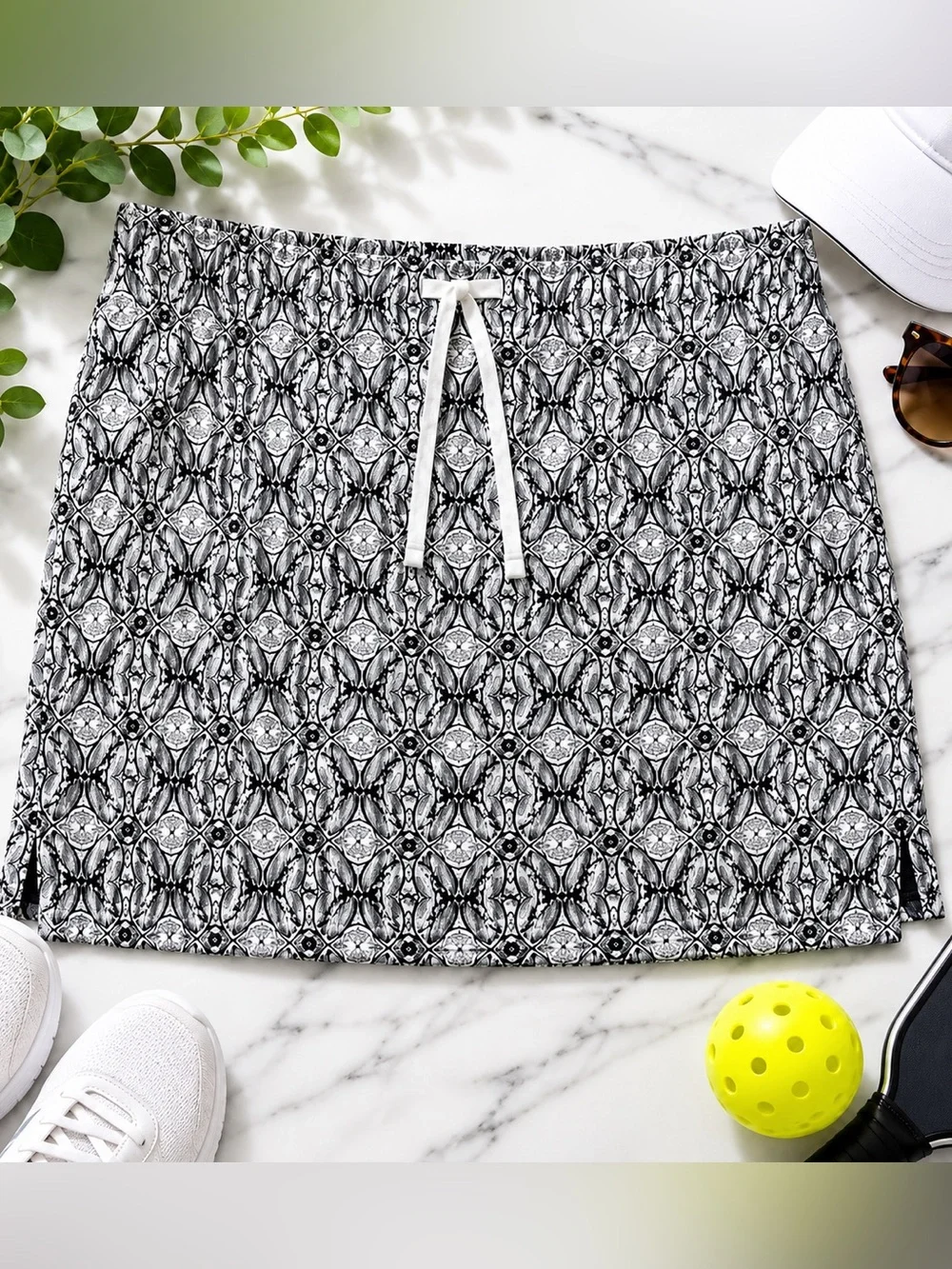 Croft & Barrow XL Black White Print Skort Golf Tennis Pickleball Athletic